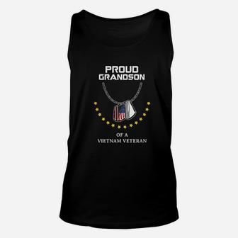 Proud Grandson Of A Vietnam Veteran Cool Army Soldier Gift Unisex Tank Top - Seseable