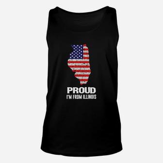 Proud I Am From Illinois Independence Day Of The Us Proud I Am From Illinois Unisex Tank Top - Seseable