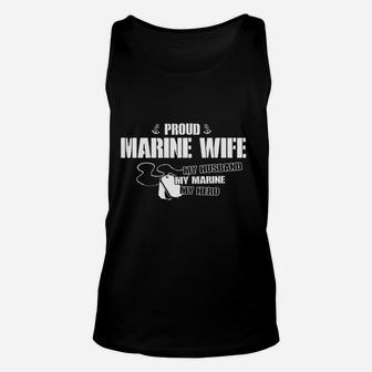 Proud Marine Wife My Husband Hero Missy Fit Ladies Unisex Tank Top - Seseable