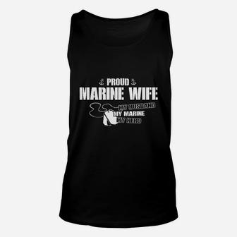 Proud Marine Wife My Husband Unisex Tank Top - Seseable