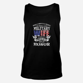 Proud Military Veterans Wife Is A Privilege And Honor Unisex Tank Top - Seseable