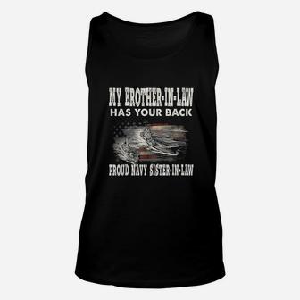 Proud Navy Sister In Law My Brother-in-law Has Your Back Unisex Tank Top - Seseable
