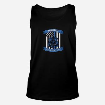 Proud Police Grandfather Quote Flag And Badge Illustration Unisex Tank Top - Seseable