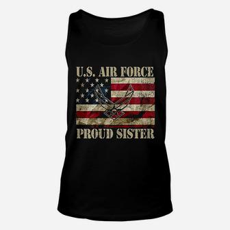 Proud Sister Us Air Force Vintage Usa Flag Unisex Tank Top - Seseable