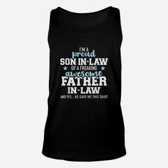 Proud Son In Law Of A Freaking Awesome Father In Law Unisex Tank Top - Seseable
