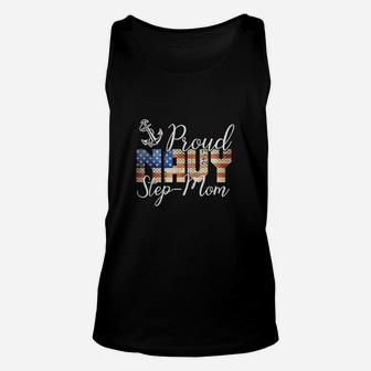 Proud Step Mom Navy American Flag Mothers Day Unisex Tank Top - Seseable