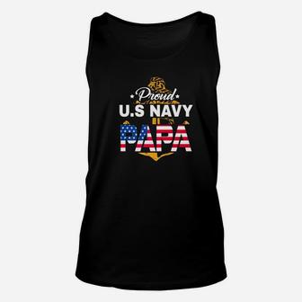 Proud Us Navy Papa, best christmas gifts for dad Unisex Tank Top - Seseable