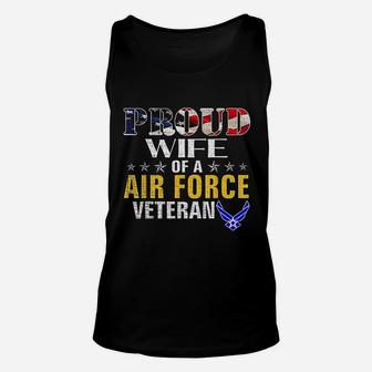 Proud Wife Of A Air Force Veteran American Flag Military Unisex Tank Top - Seseable