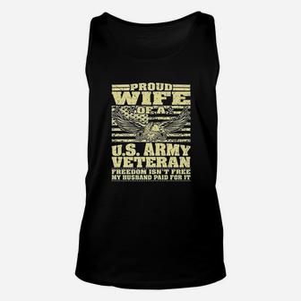 Proud Wife Of An Army Veteran Military Freedom Isnt Free Unisex Tank Top - Seseable