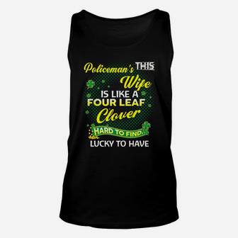 Proud Wife Of This Policeman Is Hard To Find Lucky To Have St Patricks Shamrock Funny Husband Gift Unisex Tank Top - Seseable