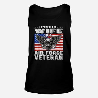Proud Wife Of Us Air Force Veteran Patriotic Military Spouse Unisex Tank Top - Seseable