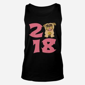 Pug Dog 2018 New Year Gif Cute Pugs For Girls Unisex Tank Top - Seseable