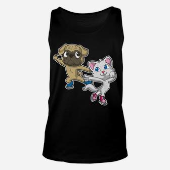 Pug Dog Cat Kids Ice Skating, gifts for dog lovers, gifts for dog owners, dog birthday gifts Unisex Tank Top - Seseable