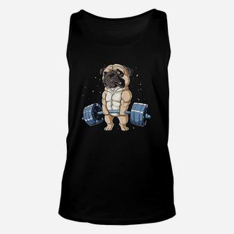 Pug Weightlifting Funny Deadlift Men Fitness Gym Workout Unisex Tank Top - Seseable