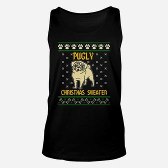 Pugly Sweater Funny Christmas For Pug Dog Lovers Unisex Tank Top - Seseable