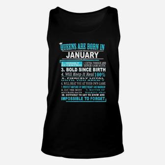 Queens Are Born In January - 10 Facts Born In January Unisex Tank Top - Seseable