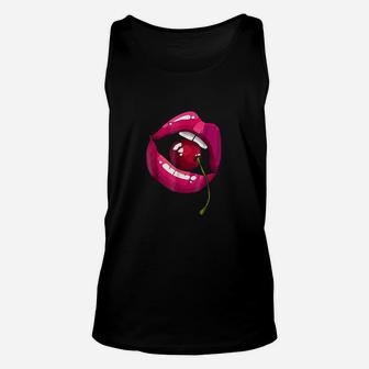 Rainbow Lips With A Cherry In The Mouth 80s Unisex Tank Top - Seseable