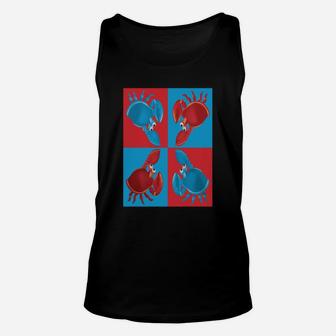 Red And Blue Crabs On Blue And Red Squares Unisex Tank Top - Seseable