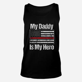 Red Line Firefighter My Daddy Is My Hero Unisex Tank Top - Seseable