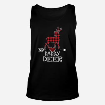 Red Plaid Daddy Reindeer Deer Buffalo Christmas Pajama Unisex Tank Top - Seseable
