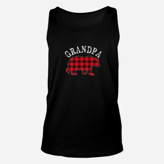 Red Plaid Grandpa Bear Buffalo Matching Family Pajama Unisex Tank Top - Seseable