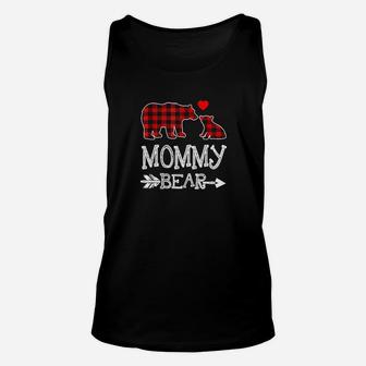 Red Plaid Mommy Bear Christmas Pajama Matching Family Gift Unisex Tank Top - Seseable