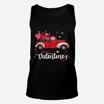 Red Truck With Hearts Happy Valentines Day Gifts For Women Unisex Tank Top - Seseable