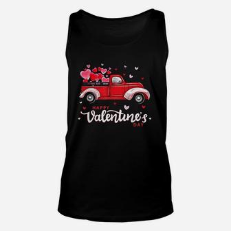 Red Truck With Hearts Happy Valentines Day Unisex Tank Top - Seseable