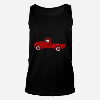 Red Vintage Pickup Truck Unisex Tank Top - Seseable