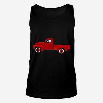 Red Vintage Pickup Truck Unisex Tank Top - Seseable