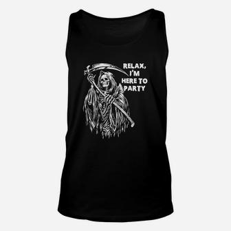 Relax Im Here To Party Funny Grim Reaper T Shirt Unisex Tank Top - Seseable