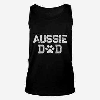 Retro Aussie Dad Paw Print Australian Shepherd Dog Gift Unisex Tank Top - Seseable