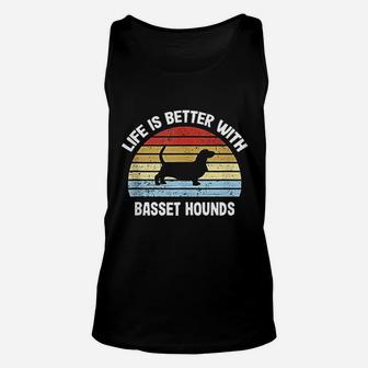 Retro Basset Hound Dog Gift Unisex Tank Top - Seseable