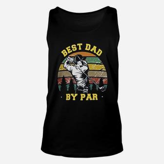 Retro Best Papa By Par Funny Golf Dad Vintage Fathers Day Golfers Gift Unisex Tank Top - Seseable