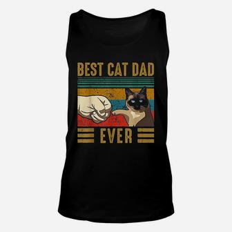 Retro Vintage Best Cat Dad Ever Fathers Day Siamese Cat Gift Unisex Tank Top - Seseable