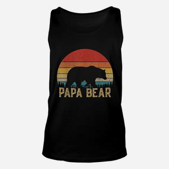 Retro Vintage Sunset Papa Bear Hiking Camping Unisex Tank Top - Seseable