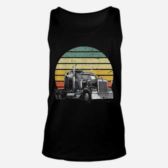 Retro Vintage Trucker Big Rig Semi-trailer Truck Driver Gift Unisex Tank Top - Seseable