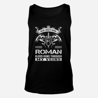 Roman Blood Runs Through My Veins Name Shirts Unisex Tank Top - Seseable