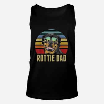 Rottie Dad Rottweiler Dog Vintage Retro Sunset Beach Vibe Unisex Tank Top - Seseable