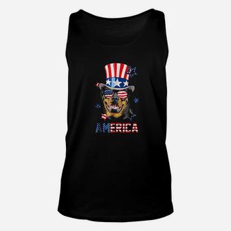 Rottweiler American Flag 4th Of July Patriotic Dog Unisex Tank Top - Seseable