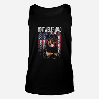 Rottweiler Dad With Proud American Flag Dog Lover Gifts Unisex Tank Top - Seseable