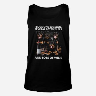 Rottweiler I Love One Woman Several Dogs Unisex Tank Top - Seseable