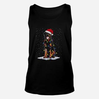 Rottweiler Santa Christmas Tree Lights Unisex Tank Top - Seseable