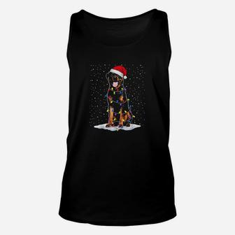 Rottweiler Santa Christmas Tree Lights Xmas Gifts Unisex Tank Top - Seseable