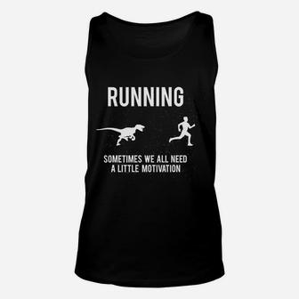 Running Motivation Raptor Chase Funny Dinosaur Nerdy Graphic Unisex Tank Top - Seseable