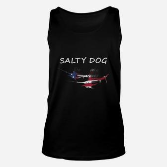 Salty Dog American Flag Marlin Skeletons Unisex Tank Top - Seseable