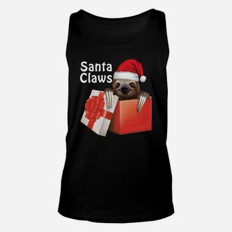 Santa Claws Sloth Present Christmas Holiday Funny Unisex Tank Top - Seseable