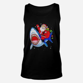 Santa Riding Shark T Shirt Christmas Gifts Galaxy Space Tees Black Youth B076n49jp6 1 Unisex Tank Top - Seseable