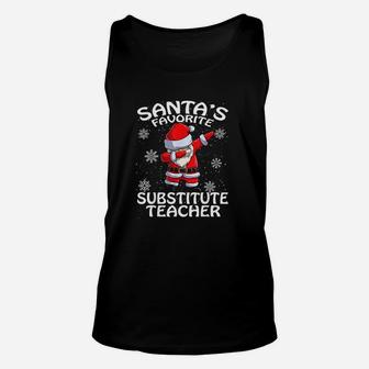 Santas Favorite Substitute Teacher Christmas Unisex Tank Top - Seseable