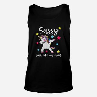Sassy Like My Aunt Unicorn Cute Matching Niece And Auntie Unisex Tank Top - Seseable